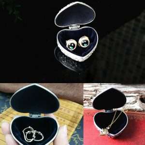 AVESON Classic Vintage Antique Heart Shape Jewelry Box Ring Small Trinket Storage Organizer Chest Christmas Gift, Silver - 5