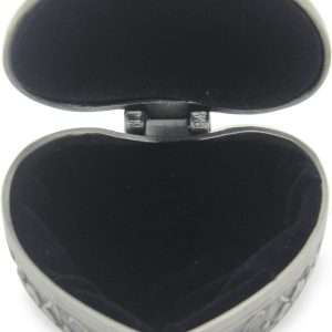 AVESON Classic Vintage Antique Heart Shape Jewelry Box Ring Small Trinket Storage Organizer Chest Christmas Gift, Silver - 7