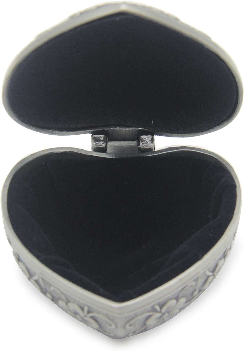 AVESON Classic Vintage Antique Heart Shape Jewelry Box Ring Small Trinket Storage Organizer Chest Christmas Gift, Silver - 7