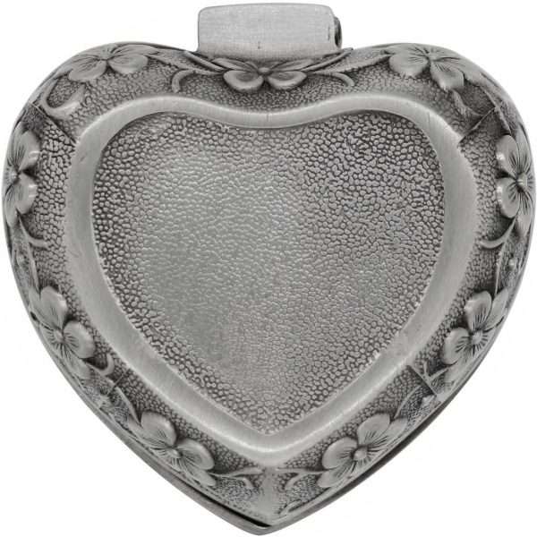 AVESON Classic Vintage Antique Heart Shape Jewelry Box Ring Small Trinket Storage Organizer Chest Christmas Gift, Silver - 9