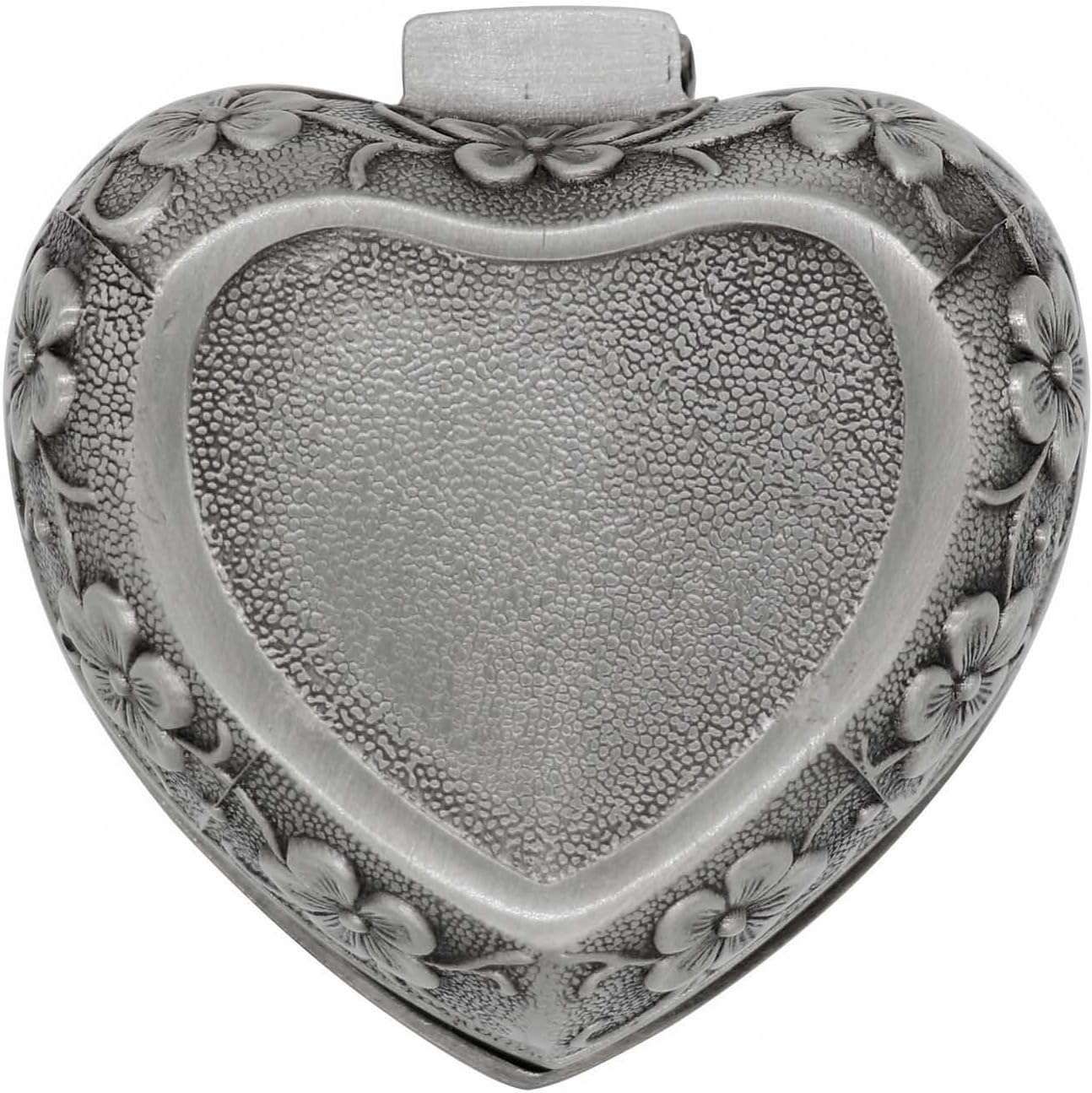 AVESON Classic Vintage Antique Heart Shape Jewelry Box Ring Small Trinket Storage Organizer Chest Christmas Gift, Silver - 9
