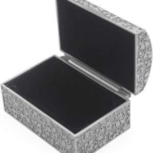AVESON Vintage Metal Jewelry Box Small Trinket Storage Organizer Box Chest Ring Case for Girls Women, Tin Color, Small - 4