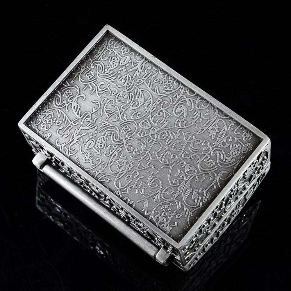 AVESON Vintage Metal Jewelry Box Small Trinket Storage Organizer Box Chest Ring Case for Girls Women, Tin Color, Small - 5