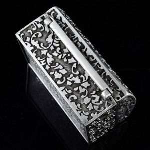 AVESON Vintage Metal Jewelry Box Small Trinket Storage Organizer Box Chest Ring Case for Girls Women, Tin Color, Small - 7