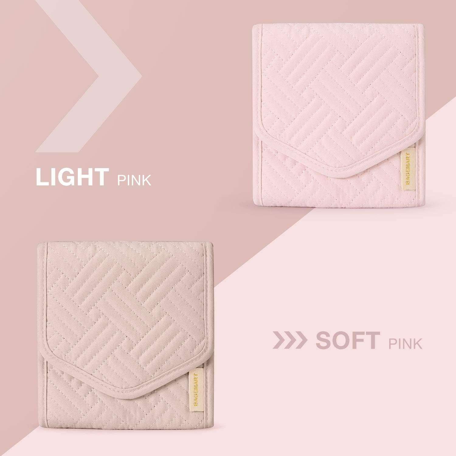 BAGSMART Travel Jewelry Organizer Case Foldable Jewelry Roll for Journey-Rings, Necklaces, Earrings, Bracelets,Mini,Soft Pink - 5