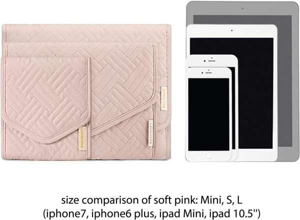 BAGSMART Travel Jewelry Organizer Case Foldable Jewelry Roll for Journey-Rings, Necklaces, Earrings, Bracelets,Mini,Soft Pink - 6