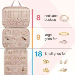 BAGSMART Travel Jewelry Organizer Case,Hanging Roll Jewelry Bag for Travel with Pockets,Large Capacity Jewelry Roll Bag - 4