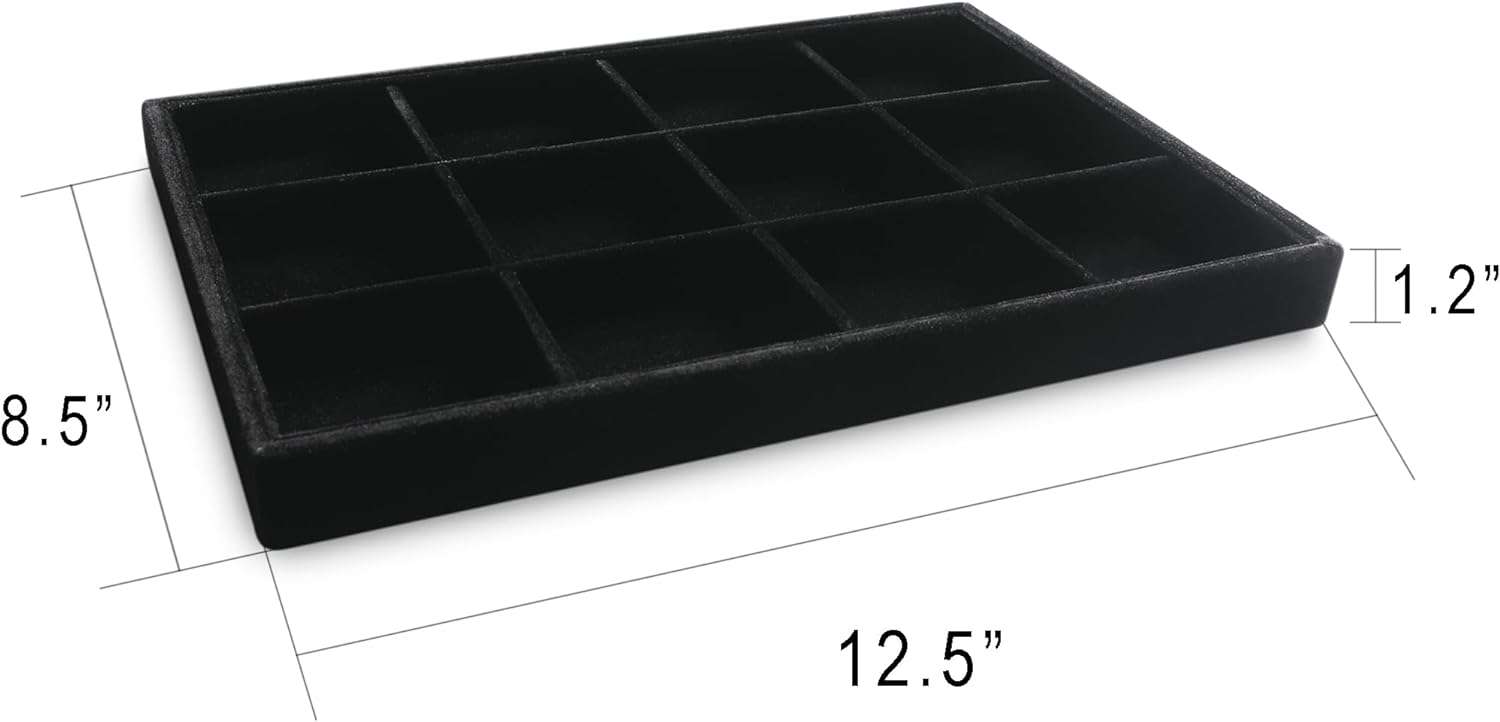 Frebeauty Stackable Velvet Jewelry Organizer Trays for Drawers Inserts Jewelry Storage Tray Display Case, Stud Earrings Bracelets Necklace Rings Accessories Trays - 2