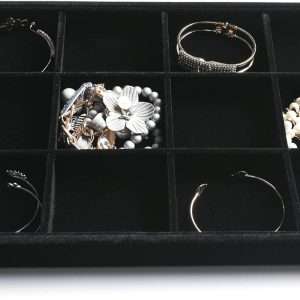 Frebeauty Stackable Velvet Jewelry Organizer Trays for Drawers Inserts Jewelry Storage Tray Display Case, Stud Earrings Bracelets Necklace Rings Accessories Trays - 3
