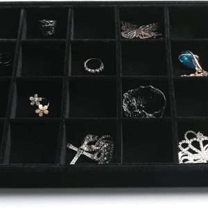 Frebeauty Stackable Velvet Jewelry Organizer Trays for Drawers Inserts Jewelry Storage Tray Display Case, Stud Earrings Bracelets Necklace Rings Accessories Trays - 4