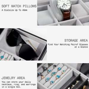 GUKA Watch Box 12 Slot Watch Display Organizer Leather Jewelry Case Drawer Glass Birthday for Men Women, Child Husband Dad - 5