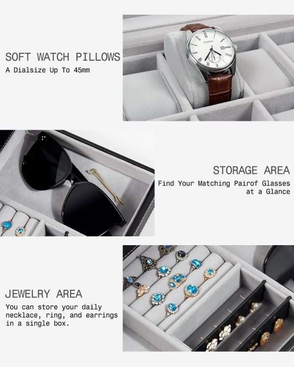 GUKA Watch Box 12 Slot Watch Display Organizer Leather Jewelry Case Drawer Glass Birthday for Men Women, Child Husband Dad - 5