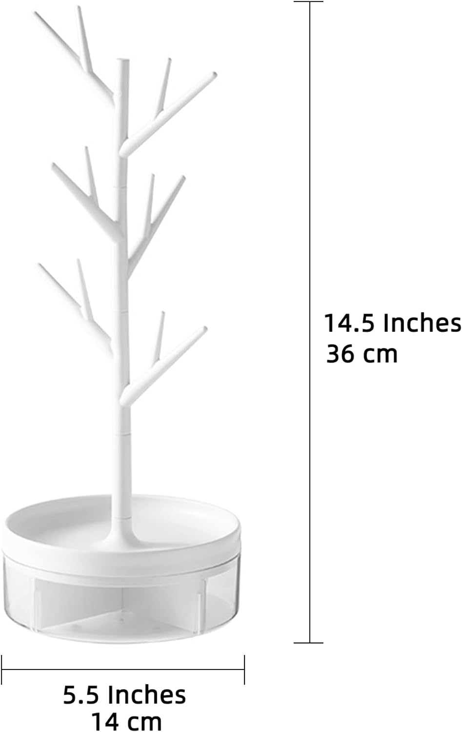 Half Room Branch Jewelry Rack With Rotatable Base and Storage Box Tree Tower Rack Hanging Organizer for Ring Earrings Necklace Bracelet,Suitable - 8