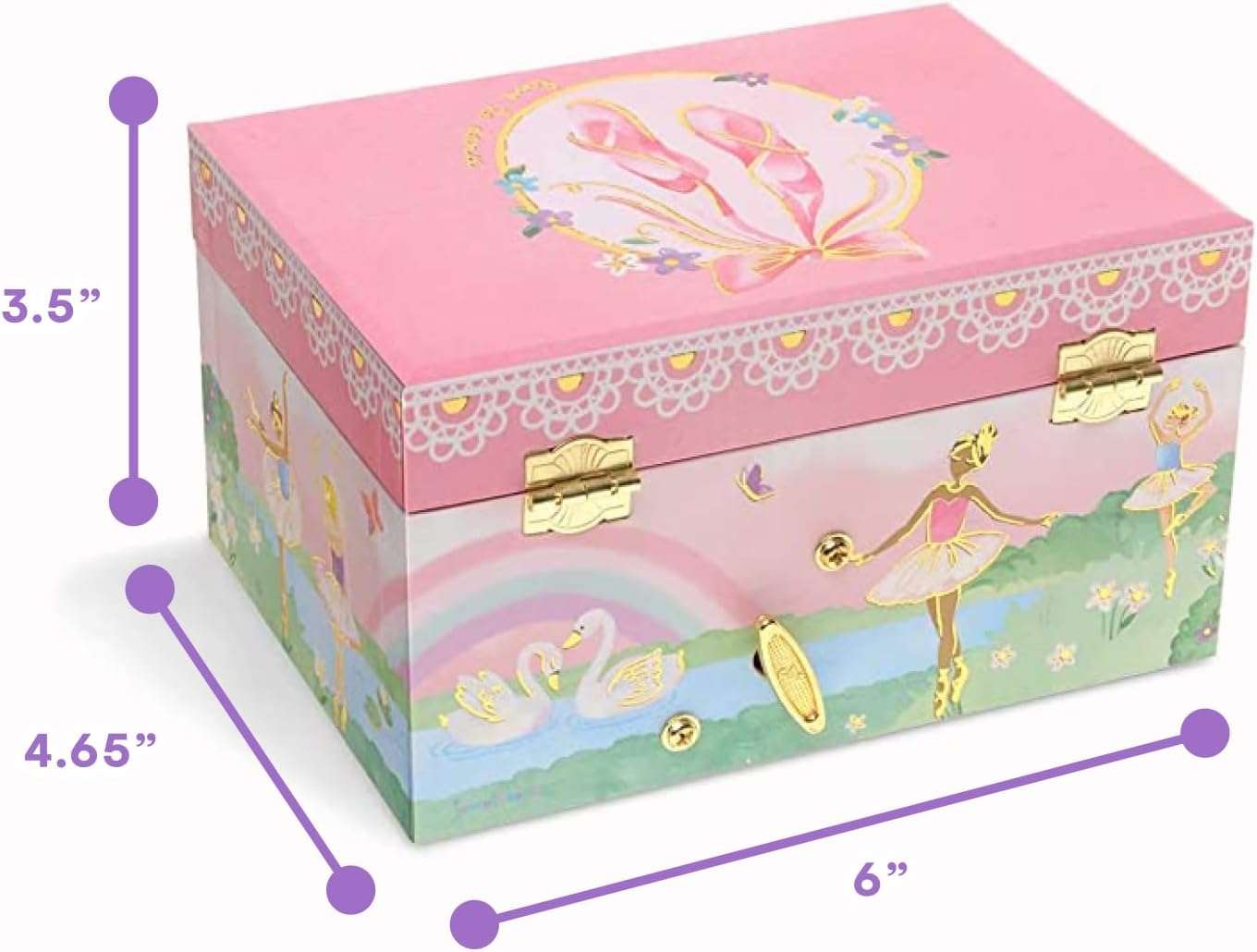 Jewelkeeper Musical Jewelry Box for girls, Rainbow Ballerina jewelry box, Swan Lake Tune & ballerina doll, great girls gifts jewelry box with ballerina - 3