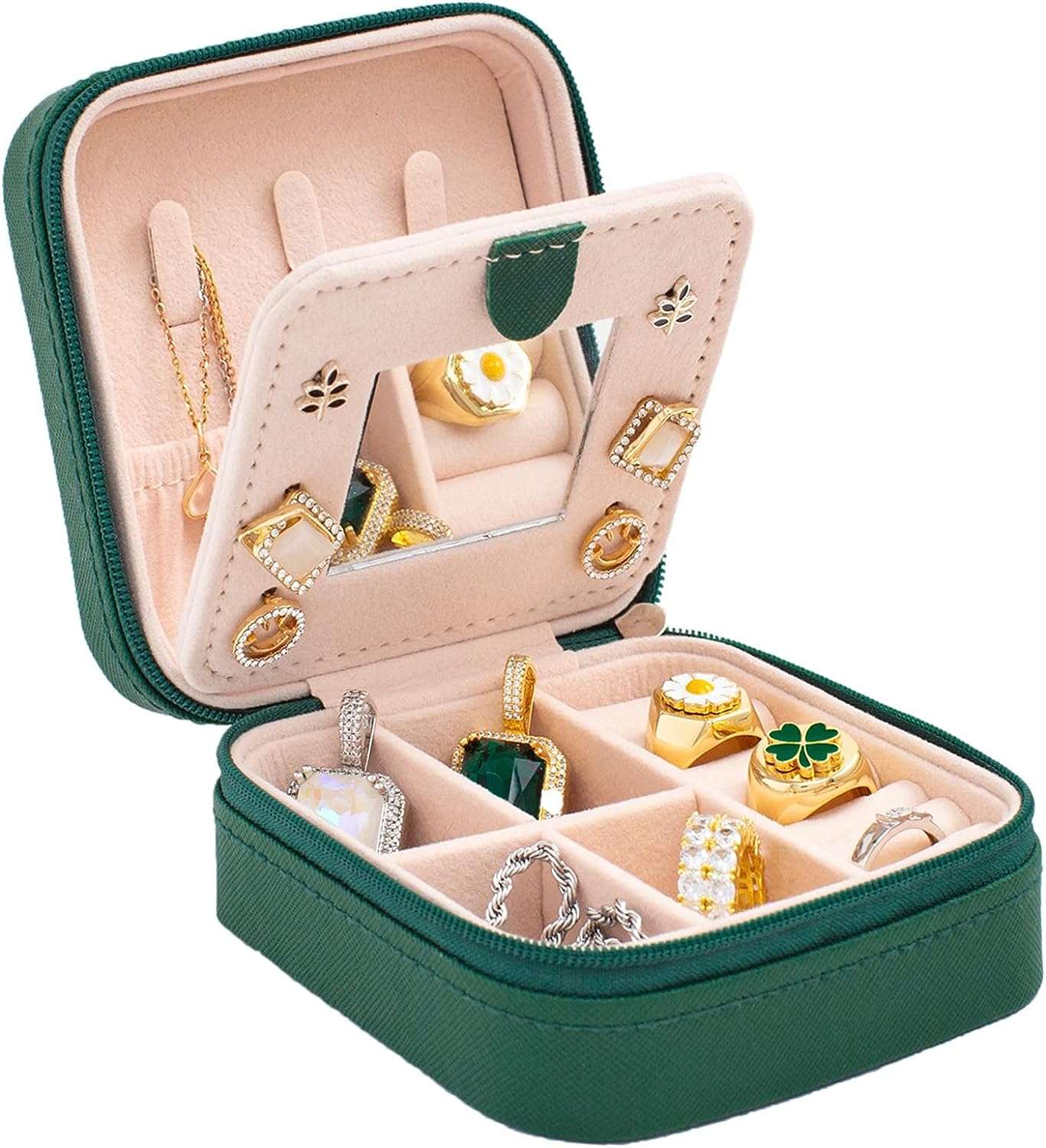 KElofoN Travel Jewelry Case and Organizer with Mirror - Gift for Women and Girls - 1