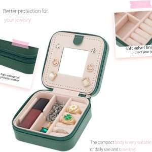 KElofoN Travel Jewelry Case and Organizer with Mirror - Gift for Women and Girls - 3