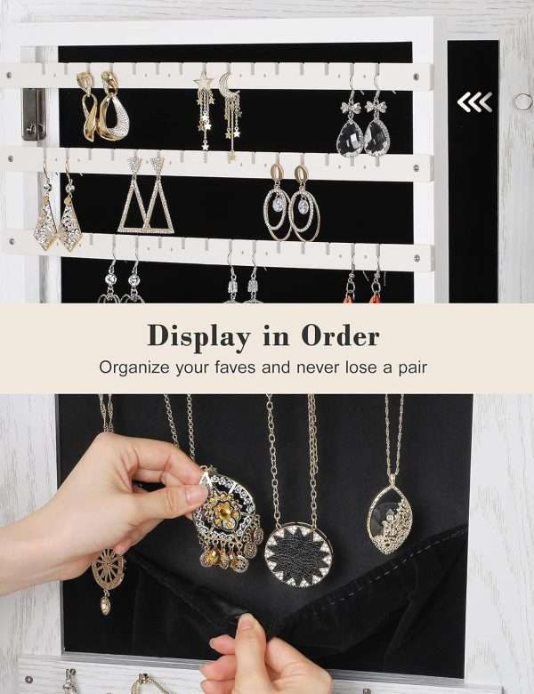 Nicetree 360° Swivel Jewelry Cabinet with Lights, Touch Screen Vanity Mirror, Rotatable Full Length Mirror with Jewelry Storage, Standing Jewelry Armoire Organizer - 8