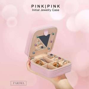 Parima Personalized Jewelry Holder & Organizer Case - Pink Travel Jewelry Box With A Initial - Birthday Gifts for Women & Girls - Travel Essentials - 2