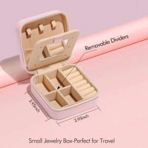 Parima Personalized Jewelry Holder & Organizer Case - Pink Travel Jewelry Box With A Initial - Birthday Gifts for Women & Girls - Travel Essentials - 3