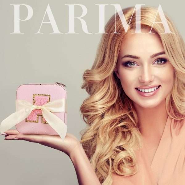 Parima Personalized Jewelry Holder & Organizer Case - Pink Travel Jewelry Box With A Initial - Birthday Gifts for Women & Girls - Travel Essentials - 4