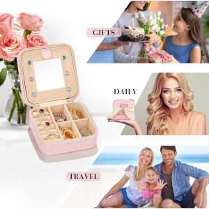 Parima Personalized Jewelry Holder & Organizer Case - Pink Travel Jewelry Box With A Initial - Birthday Gifts for Women & Girls - Travel Essentials - 6