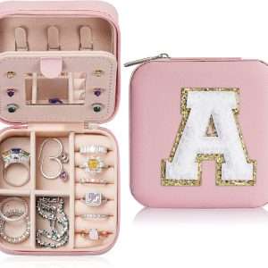 Parima Valentines Day Gifts for Her - Trendy Travel Jewelry Case, Personalized Gifts - Pink Travel Jewelry Box - Birthday Gifts for Women Valentines Day Gifts for Teens Girls - Travel Jewelry Case - 1