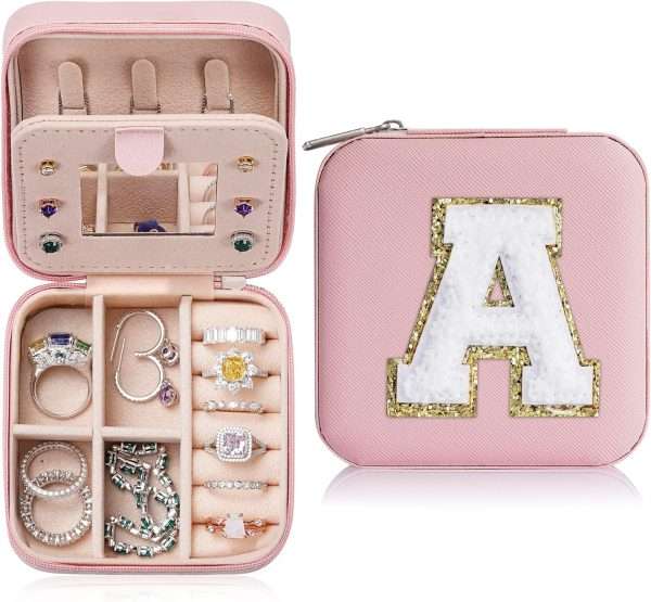 Parima Valentines Day Gifts for Her - Trendy Travel Jewelry Case, Personalized Gifts - Pink Travel Jewelry Box - Birthday Gifts for Women Valentines Day Gifts for Teens Girls - Travel Jewelry Case - 1