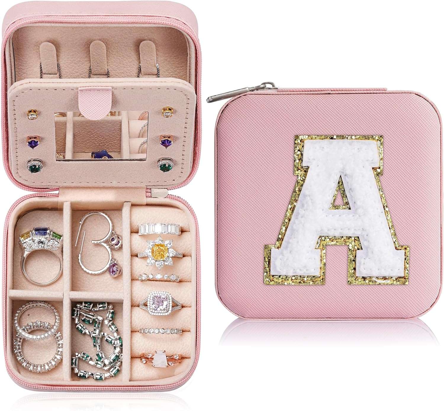Parima Valentines Day Gifts for Her - Trendy Travel Jewelry Case, Personalized Gifts - Pink Travel Jewelry Box - Birthday Gifts for Women Valentines Day Gifts for Teens Girls - Travel Jewelry Case - 1