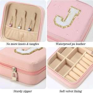 Parima Valentines Day Gifts for Her - Trendy Travel Jewelry Case, Personalized Gifts - Pink Travel Jewelry Box - Birthday Gifts for Women Valentines Day Gifts for Teens Girls - Travel Jewelry Case - 5