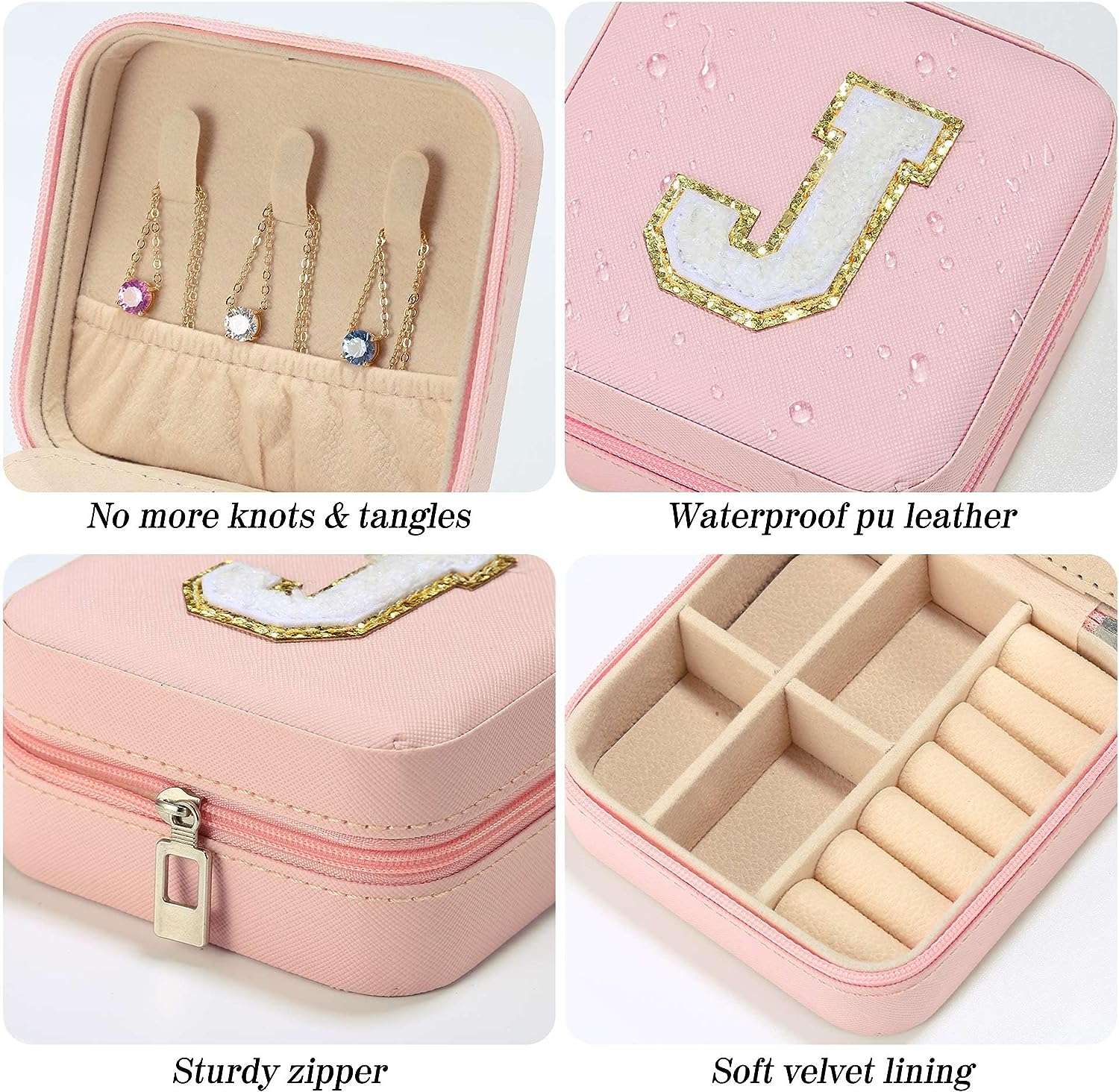 Parima Valentines Day Gifts for Her - Trendy Travel Jewelry Case, Personalized Gifts - Pink Travel Jewelry Box - Birthday Gifts for Women Valentines Day Gifts for Teens Girls - Travel Jewelry Case - 5