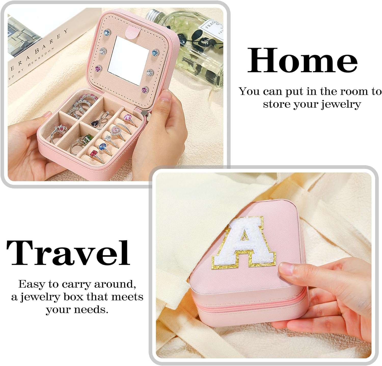 Parima Valentines Day Gifts for Her - Trendy Travel Jewelry Case, Personalized Gifts - Pink Travel Jewelry Box - Birthday Gifts for Women Valentines Day Gifts for Teens Girls - Travel Jewelry Case - 6