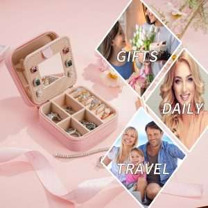 Parima Valentines Day Gifts for Her - Trendy Travel Jewelry Case, Personalized Gifts - Pink Travel Jewelry Box - Birthday Gifts for Women Valentines Day Gifts for Teens Girls - Travel Jewelry Case - 7