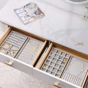 ProCase Set of 4 Stackable Jewelry Organizer Trays for Drawers, Jewelry Drawer Inserts Container Display Case Storage for Earring Necklace Rings Bracelet - 6