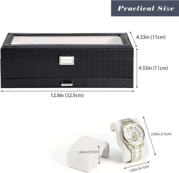 ProCase Watch Box Organizer for Men, 6 Slot Watch Display Case with Drawer, Valentines Gift Mens Watch Holder Watch Case for Men, 6 Watch Box - 6