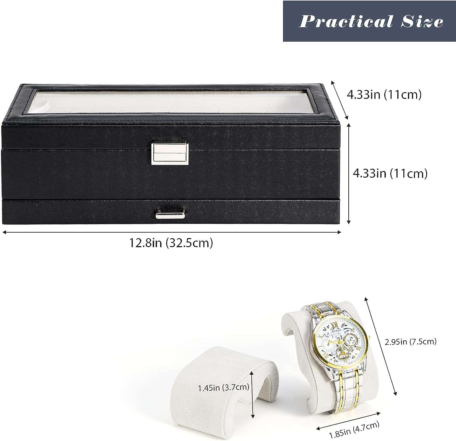 ProCase Watch Box Organizer for Men, 6 Slot Watch Display Case with Drawer, Valentines Gift Mens Watch Holder Watch Case for Men, 6 Watch Box - 6