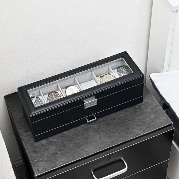 ProCase Watch Box Organizer for Men, 6 Slot Watch Display Case with Drawer, Valentines Gift Mens Watch Holder Watch Case for Men, 6 Watch Box - 7