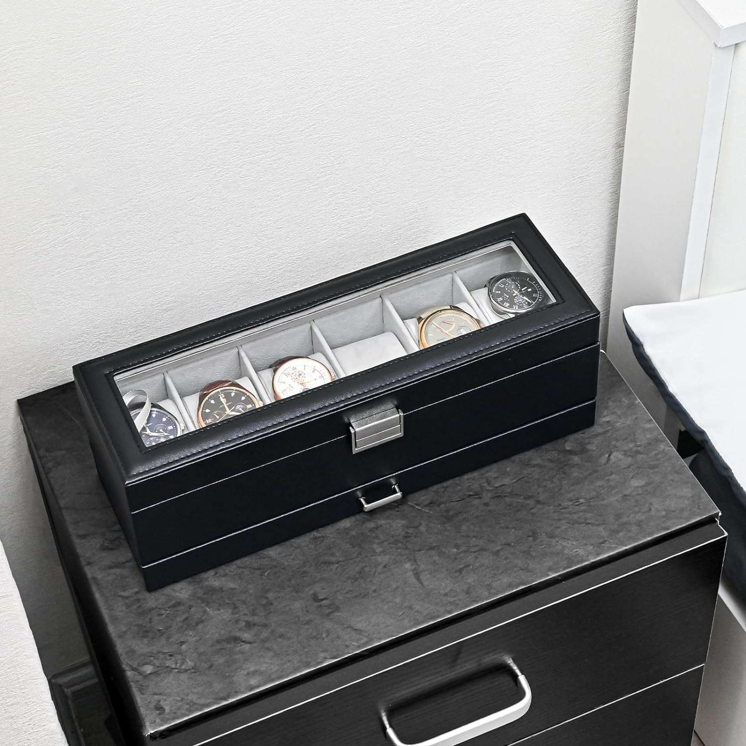 ProCase Watch Box Organizer for Men, 6 Slot Watch Display Case with Drawer, Valentines Gift Mens Watch Holder Watch Case for Men, 6 Watch Box - 7