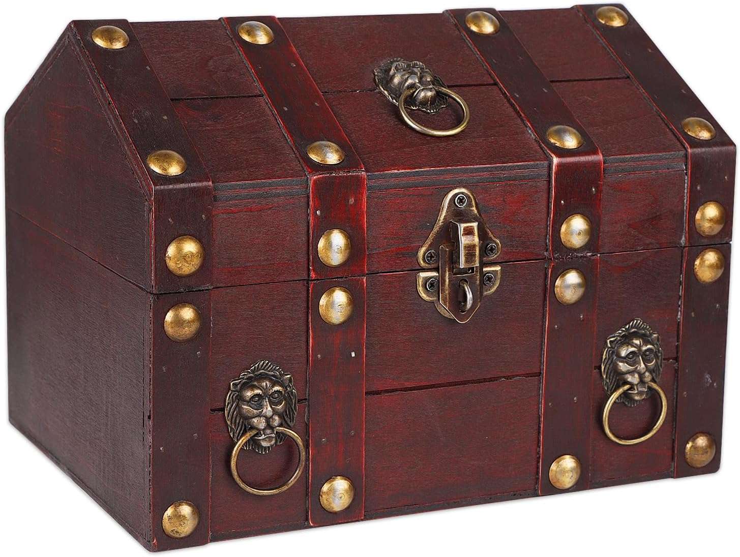 SICOHOME Large Treasure Chest Wooden Pirate Treasure Box Vintage Decorative Keepsake and Jewelry Box Large Trinket Storage Chest Box with Lock - 1