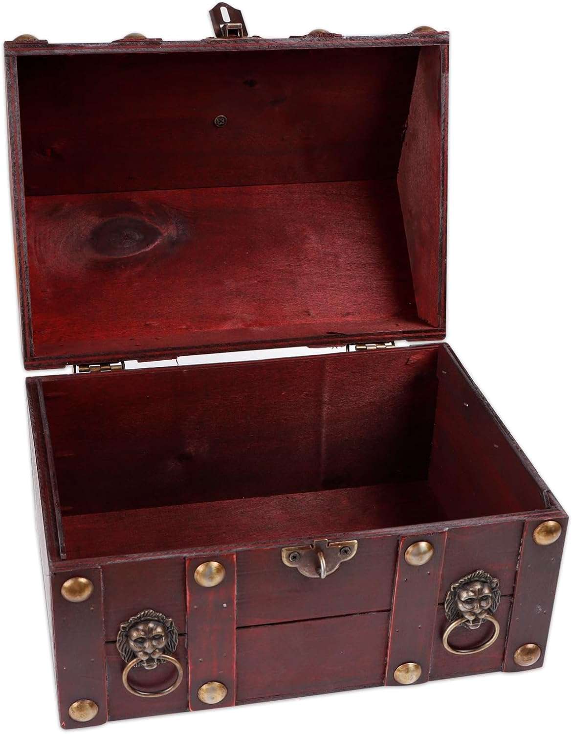 SICOHOME Large Treasure Chest Wooden Pirate Treasure Box Vintage Decorative Keepsake and Jewelry Box Large Trinket Storage Chest Box with Lock - 2