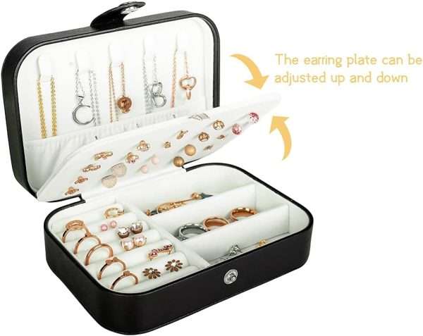Travel Jewelry Box, PU Leather Small Jewelry Organizer for Women Girls, Double Layer Portable Mini Travel Case Display Storage Holder Boxes for Stud Earrings - 4