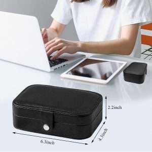 Travel Jewelry Box, PU Leather Small Jewelry Organizer for Women Girls, Double Layer Portable Mini Travel Case Display Storage Holder Boxes for Stud Earrings - 5
