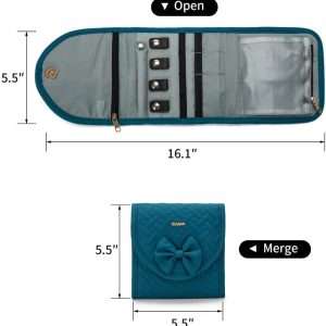 Travel Jewelry Organizer Case Small- Jewelry Roll - Necklaces Travel Jewelry Bag - 5