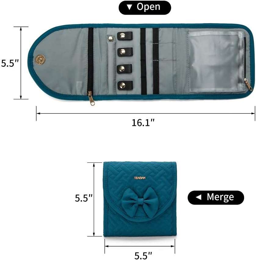 Travel Jewelry Organizer Case Small- Jewelry Roll - Necklaces Travel Jewelry Bag - 5