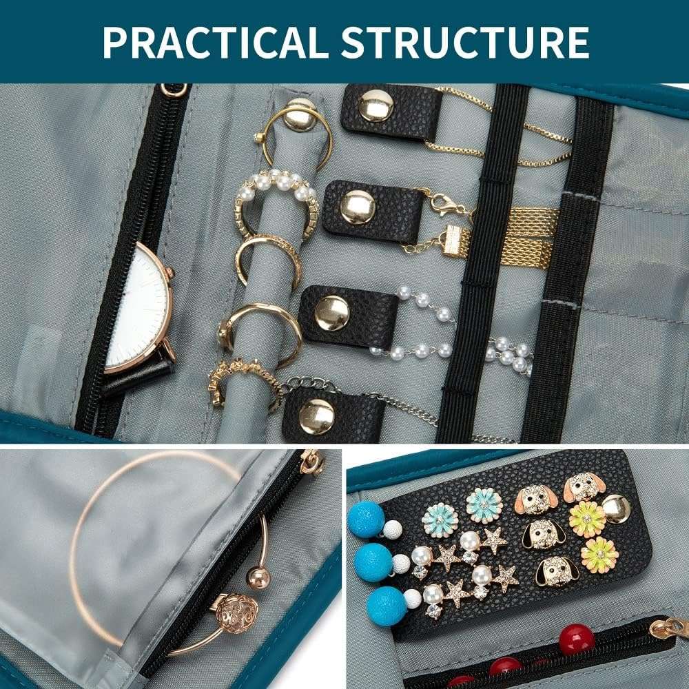 Travel Jewelry Organizer Case Small- Jewelry Roll - Necklaces Travel Jewelry Bag - 7