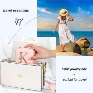 Yesteel Travel Jewelry Case with Mirror, Jewelry Holder and Organizer Box for Rings, Necklaces, Earrings - Birthday Gift for Women, Mom, Grandma, Initial A - 6