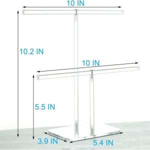 lengnoyp Premium Jewelry Stand , Solid Clear 2-Tier Acrylic Jewelry Organizer Stand & Bracelet holder Stand for Necklace Display, Ring & Watch Display - 4