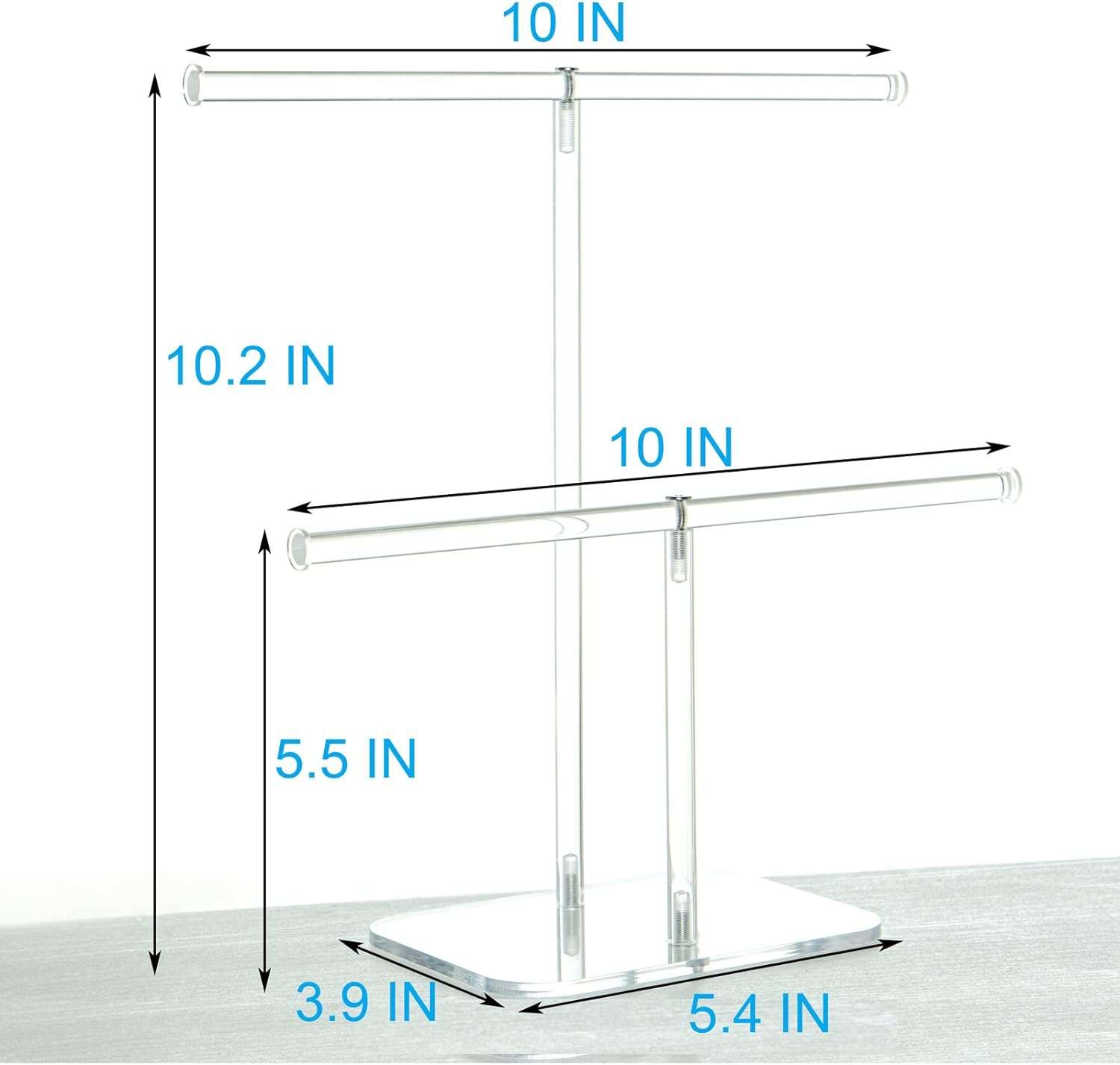 lengnoyp Premium Jewelry Stand , Solid Clear 2-Tier Acrylic Jewelry Organizer Stand & Bracelet holder Stand for Necklace Display, Ring & Watch Display - 4