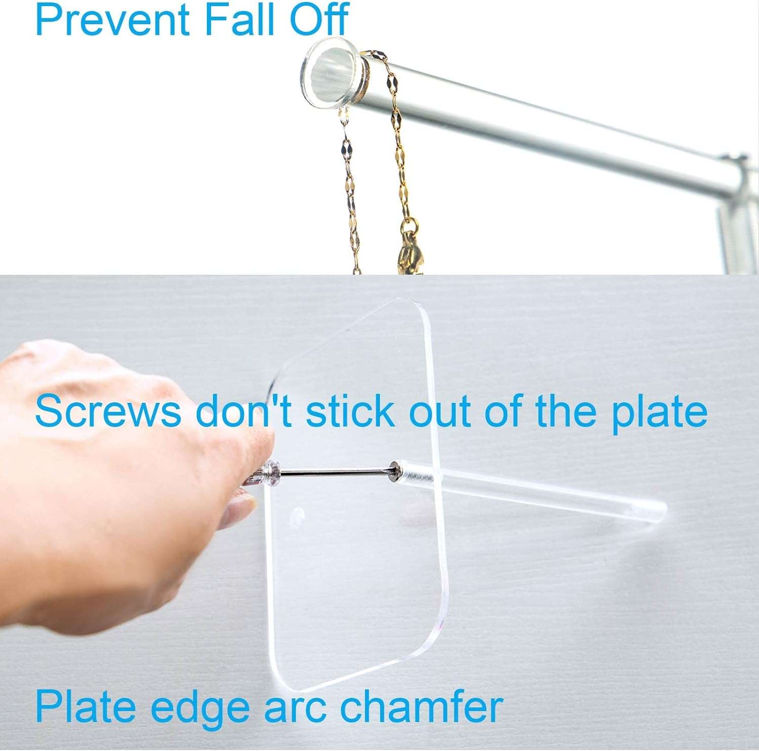 lengnoyp Premium Jewelry Stand , Solid Clear 2-Tier Acrylic Jewelry Organizer Stand & Bracelet holder Stand for Necklace Display, Ring & Watch Display - 5