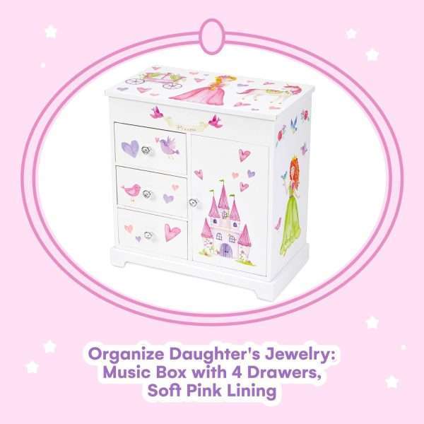 Jewelkeeper Jewelry Box for Girls with 3 Drawers, Princess Jewelry Boxes, Dance of the Sugar Plum Fairy and Spinning Princess Doll, Girls Gifts - 2