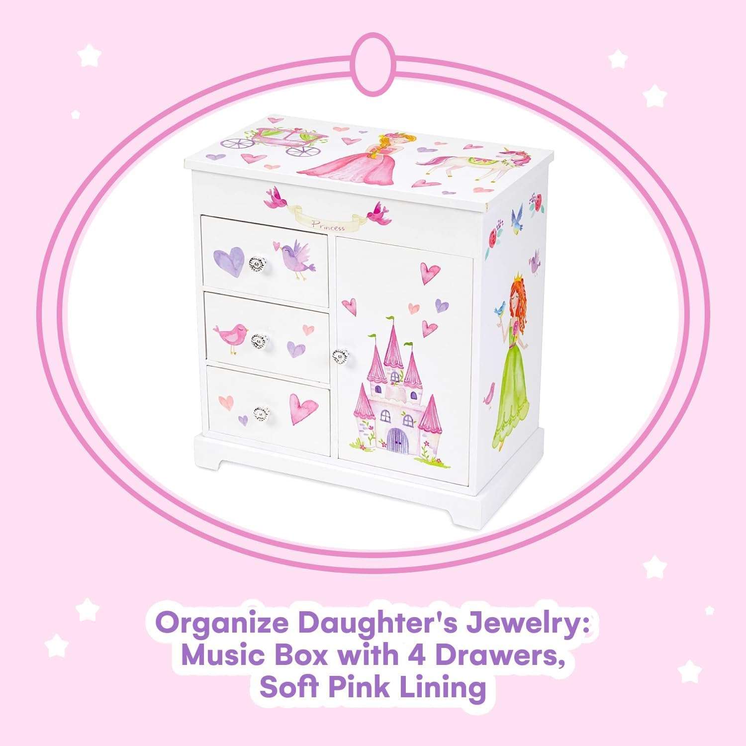 Jewelkeeper Jewelry Box for Girls with 3 Drawers, Princess Jewelry Boxes, Dance of the Sugar Plum Fairy and Spinning Princess Doll, Girls Gifts - 2
